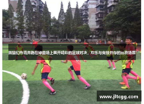 熊猫们热情奔跑在绿茵场上展开精彩的足球对决，欢乐与竞技并存的比赛场面